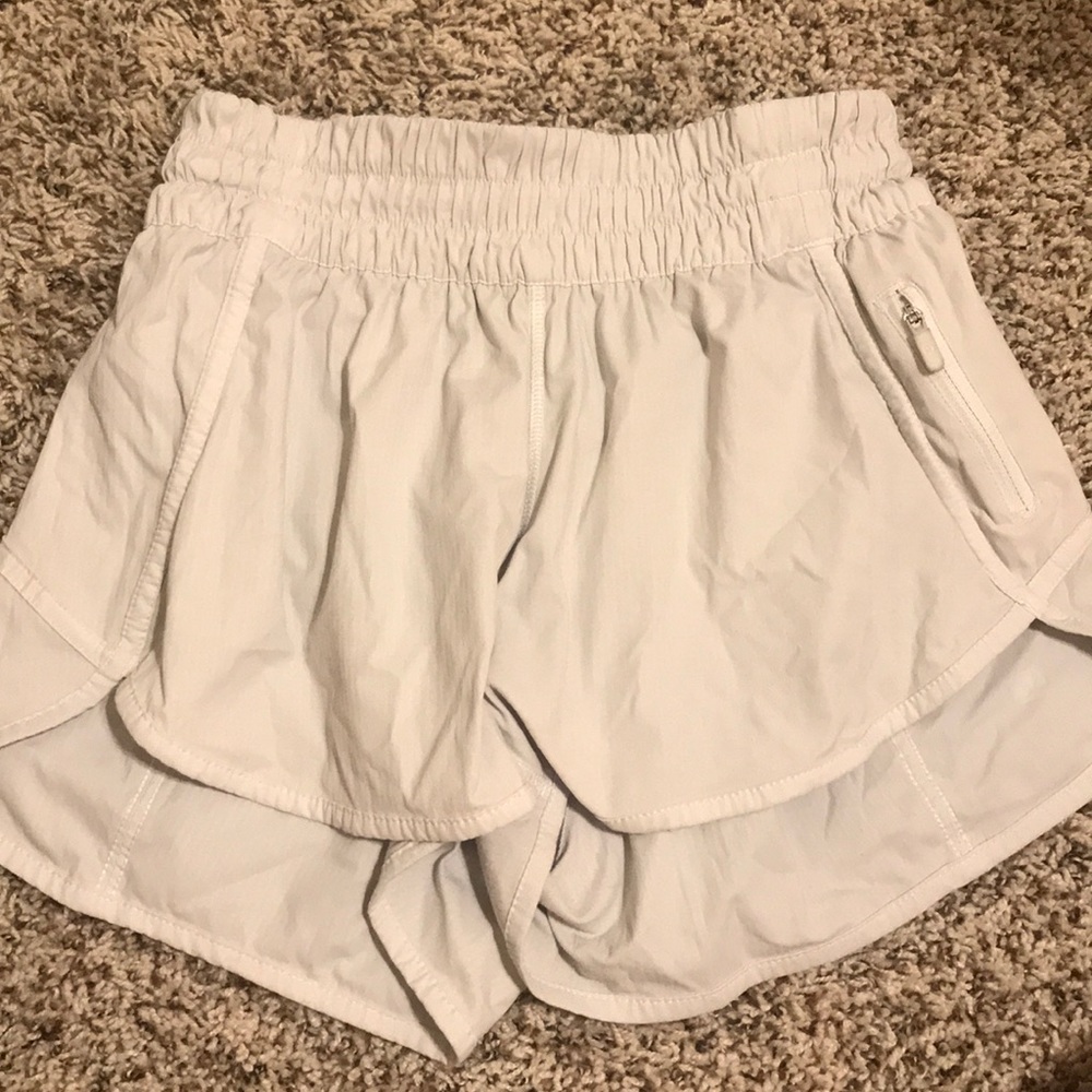 White Lululemon tracker shorts